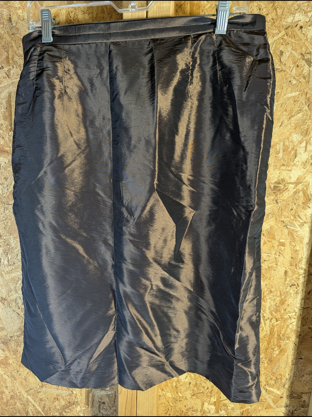 Satin-Like Brown Midi Skirt